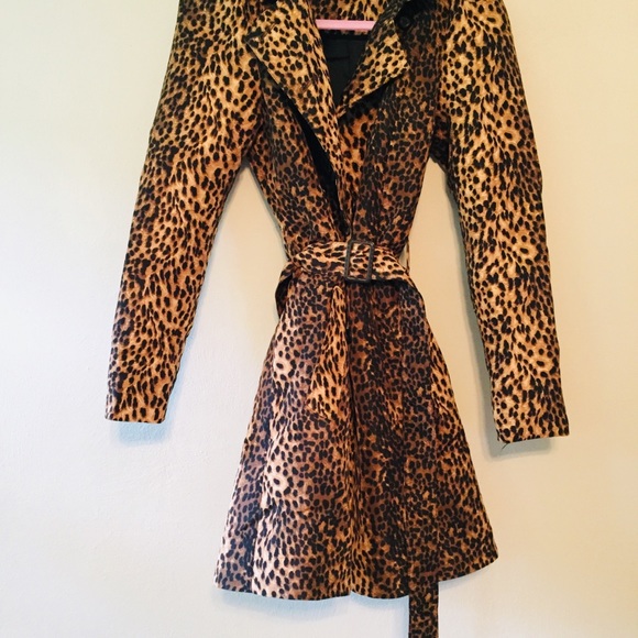 Zara Leopard Print Trench Coat rain/water repel fabric - Brown and Black - Picture 3 of 5
